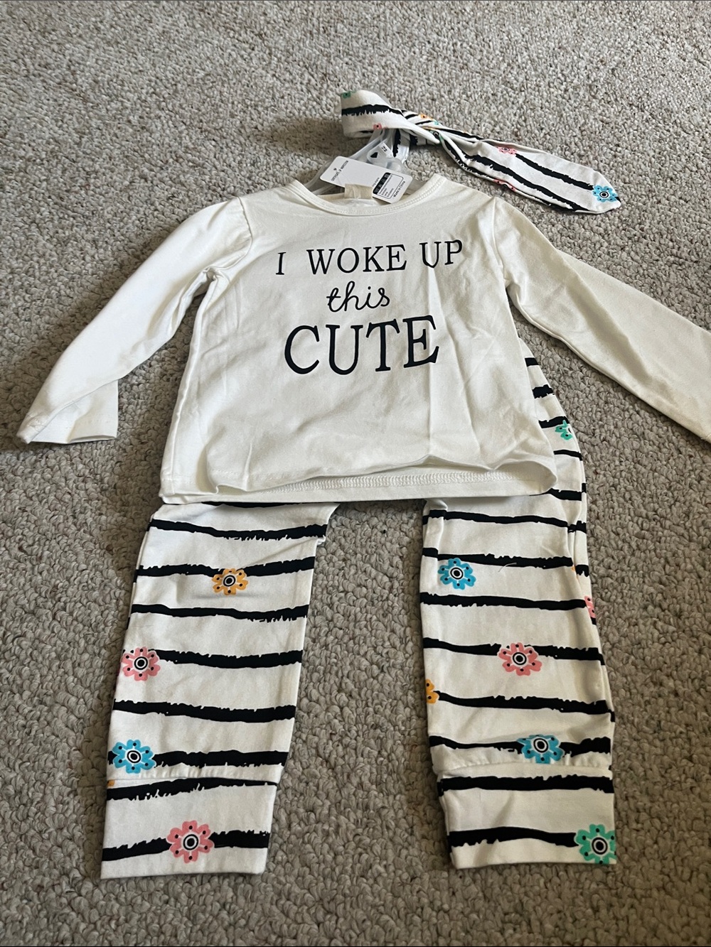Eghunooy I Woke Up This Cute' Kids Shirt and Leggings Set